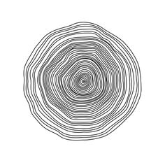 a black and white drawing of a circular object with lines in the center on a white background