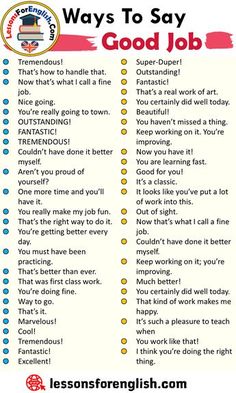 a list with the words, ways to say good job