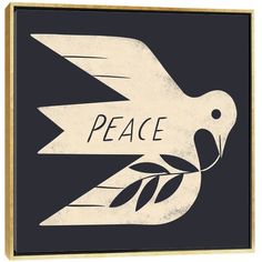 a white bird with the words peace on it