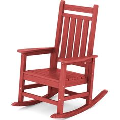 a red wooden rocking chair on a white background