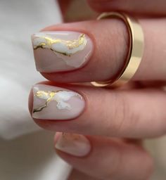 Floral Nails Tutorial, White Nails With Gold, Girls Nail Designs, Nails Art Designs, Golden Nails, Art Designs Ideas, Nails Today, Classic Nails