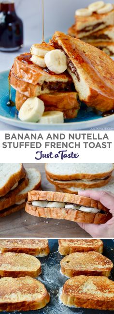 banana and nutella stuffed french toast sandwich