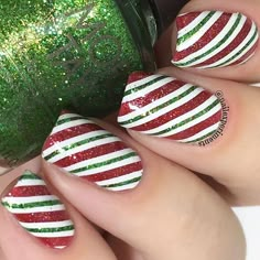 Candy Cane Stripes Nails Burgundy, Christmas Candy Canes, Burgundy Lips, Holiday Nails Winter, Holiday Nails Christmas, Holiday Nail Designs