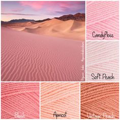 different shades of pink and orange in the desert with sandfloss, soft peach, apricot, winter peach