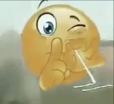 an emoticive smiley face holding a toothbrush in front of it's mouth