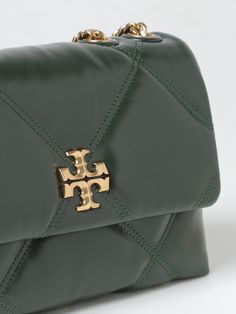 Shoulder Bag TORY BURCH Woman color Green Tory Burch Shoulder Bag, Tory Burch Kira, Big Shoulders, Tory Burch Bag, Quilted Bag, Small Shoulder Bag, Quilted Leather, Thom Browne, Green Bag