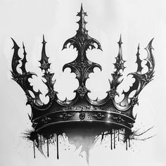 Innovative Queen Crown Tattoo Layouts A With Crown Tattoo, Gothic Crown Tattoo, Crown Drawings, Princess Crown Tattoos, King Crowns, Iron King, Anniversary Tattoo, Gothic Tattoos