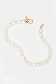 Please note that all sales are final. Perfect for your summer adventures, this minimal pearl anklet is made with naturally raw-shaped Keshi pearls. u00a0These genuine beauties from the ocean, but are a beautiful addition to any summer sandal. Handmade with love. u00a0 Genuine Pearls and 14k Gold Vermeil Wipe clean Handcrafted with love in Montreal Dimensions 10 inches | Natural Keshi Pearl Anklet by Deux Lions Jewelry in Gold at Anthropologie Pearl Anklet, Keshi Pearls, Unisex Accessories, Summer Adventures, Handmade With Love, Sandals Summer, Womens Jewelry Bracelets, Gold Vermeil, The Ocean