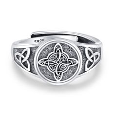 PRICES MAY VARY. Witch Ring:The Witch's Knot, also known as the Witch's Charm or Magic Knot, is comprised of four interlocking vesica piscis shapes. This is a protective witch's knot to keep away negative energy.This celtic witch rings can bring good luck to you. Celtic Rings for Women:Celtic Knot Ring is made of hypoallergenic S925 sterling silver, nickel-free, lead-free, cadmium-free, especially suitable for those with sensitive skin. Size: The height of the ring is 0.47in, with Adjustable Rin Adjustable Silver Symbolic Midi Rings, Adjustable Silver Gothic Rings, Witch's Knot, Celtic Witch, Witch Ring, Magic Ritual, Magic Knot, Witch Rings, Knot Jewelry