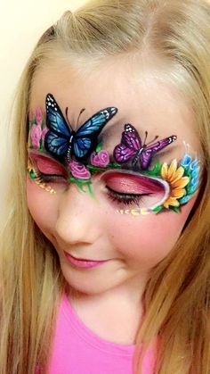 Butterfly Face Painting, Girl Face Painting, Butterfly Makeup, Butterfly Face, Face Paint Makeup