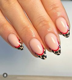 Almond Nails Designs Leopard, Nail Inspo Cheetah Print, Pin Stripe Nails, Cheetah Nails With Red, Black Almond French Nails, Cancun Nails Vacations, Snooki Nails, Leapord Nails Acrylic, Dark Nails Designs