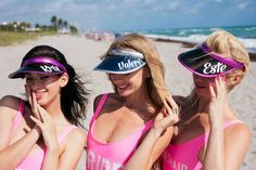 For you as a bride or for your whole squad, wear a visor that shares with the world this happy life event! A custom visor with printing for a bachelorette party is the best accessory for a customized swimsuit or a beach cover up. ☆☆☆Customized Holographic Sun Visors☆☆☆Perfect for Bachelorette, Pool, Boat Parties and ANY EVENTS! ☆COLOR☆Black, Gold, Silver, Pink, Blue, Purple Our sun visors are customized with Heat Press Vinyl! ☆SIZE☆ OS - One Size, adjustableProcessing time 2-5 Business days. Please order Your Visors in advanceShipping :First Class - 4-6 Business days Priority Class - 2-4 Days Express Priority - 1-2 Days SHIPPING IS AFTER OUR PROCESSING TIME ! Pink Summer Visor, Pink Visor For Summer Beach, Pink Summer Beach Visor, Bachelorette Party Retro, Bachelorette Pool, Bachelorette Diy, Custom Bachelorette, Perfect Bride, Boat Party