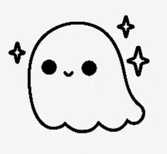 a drawing of a ghost with stars around it