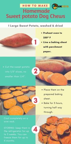 how to make sweet potato dog chews with instructions on how to use them for baking