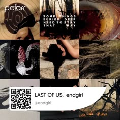 a collage of images with the words last of us, endgirl