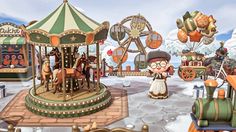 an animated image of a merry go round