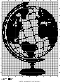 a black and white cross - stitch pattern with the earth in it's center