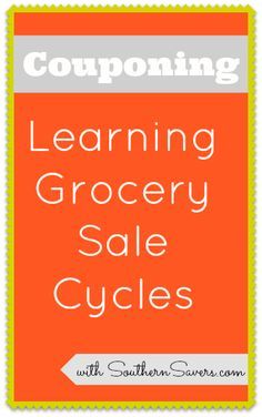 an orange book cover with the words couping learning grocery sale cycles