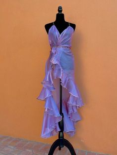 Mugler 1999, Barbie Inspired Dress, Orchid Dress, Wave Dress, Hi Low Skirt, Lavender Dresses, Lavender Fields, Semi Precious Stones, Fancy Dresses