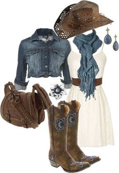 "Blue Roots" by jewhite76 ❤ liked on Polyvore Mode Country, Mode Rockabilly, Look Boho Chic, Simple Casual Outfits, Mode Hippie, Country Girls Outfits