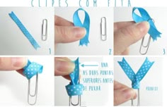 instructions for how to make a paper clip with polka dot ribbon and pinwheels