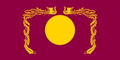 the flag with two birds on it and an oval frame in the middle, against a red background