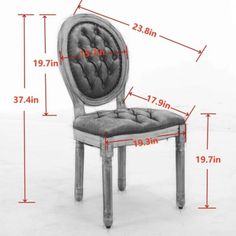 an image of a chair with measurements for it