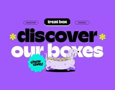 a purple background with an image of a dog and the words, discovery our boxes