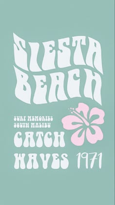 the beach poster is shown in white and pink