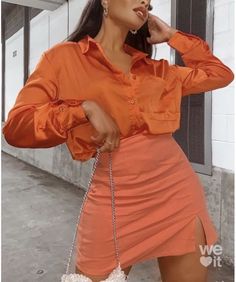 Orange Monochromatic, Looks Jeans, Orange Fits, Monochromatic Outfit, Orange Outfit, Orange Aesthetic, Orange Fashion, About Fashion, Colourful Outfits