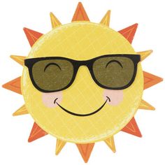 a yellow sun with sunglasses on it's face