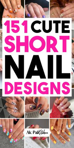 151 Cute Short Nail Designs - Ak Pal Kitchen Simple Diy Gel Nail Designs, Nail Designs Trending Now Short, Cute Nail Ideas For Teenagers, Short Fake Nail Ideas, Simple Nail Art Designs For Beginners Short Nails, Nail Art For Short Nails Easy, Short Nail Shellac Ideas, Simple Nail Art Designs For Short Nails, Fingernail Designs For Short Nails