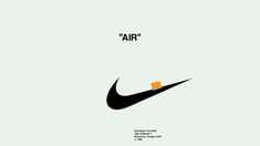 the nike air logo is shown in black and white, with an orange square on top