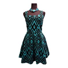 This Dress By Trixxi Features An All-Over Tribal Geometric Print And A Cute Black Velvet Bow On The Back. The Black Area Is Raised Velvet And The Dress Is A Pull Over. Wear This Dress With A Turquoise Necklace, A Cropped Black Cardigan, And A Pair Of Black Ballet Flats Or Sandals. Laying Flat: Pit To Pit: 16” Waist: 14” Length: 33” * The Turquoise Necklace Is Also Available For Sale In My Closet. Bundle And Save 20% On Two Or More Items! Trixxi Dress, Black Velvet Bow, Black Ballet, Black Ballet Flats, Velvet Bow, Black Bow, Black Cardigan, Cute Black, Geometric Print