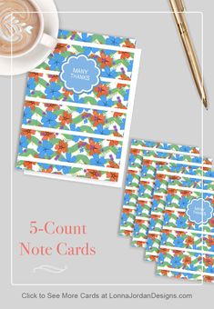 thank you note card set with flowers Thanks Note, Chevron Background, Chevron Design, Wishes For You