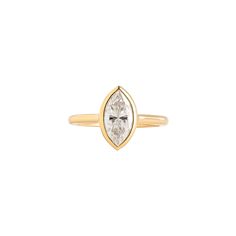 Bezel set marquise lab diamond moissanite engagement ring in yellow gold. Emerald Solitaire Engagement Ring, Lab Grown Engagement Ring, Virtual Consultation, Contact Page, Bespoke Rings, Emerald Cut Moissanite, Dream Engagement, Dream Engagement Rings, Concierge Service