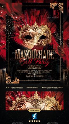 masquerade party flyer template - clubs and parties events