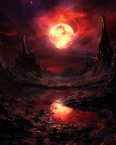 an alien landscape with red and purple colors