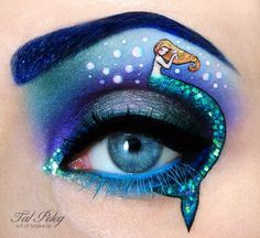 Makeup Guru Tal Peleg's Eyelid Art how cool is this.......................s Mermaid Eye Makeup, Mermaid Eyeshadow, Eyeshadow Art, Mermaid Eyes, Eyeliner Tips, Mermaid Makeup