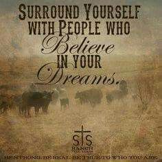 there is a poster with the words surround yourself with people who believe in your dreams