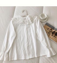 Style: commuting Size: one size Color: white Linen Shirt, Cotton Linen, Lace Top, Color White, Collar, Women's Top, White, Color