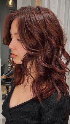 Soft Burgundy Hair, Hair Color Ideas For Darker Skin Tones, Medium Cinnamon Brown Hair, Hair Colors To Make Brown Eyes Pop, Light Mahogany Brown Hair, Dark Red Hair On Tan Skin, Dark Red Hair On Brown Hair, Mohagni Hair Color