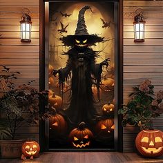 an image of a halloween scene with pumpkins