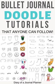 Find super Easy doodles that anyone can draw. These easy things to draw are fun and look fantastic in notebooks and Bullet Journals. Start doodling now with these amazing tutorials with step by step images. #doodle #doodles #doodling #drawings #easydoodles #bulletjournaldoodles #howtodraw Doodle Bullet Journal, Trin For Trin Tegning, Journal D'inspiration, Bujo Doodles, Bullet Journal 2019, Drawing Eyes, Bullet Journal Ideas