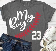 a t - shirt that says, my boyfriend is 23 and has the number 22 on it