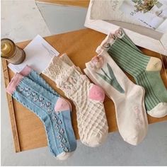 Nwt Women's Socks & Hosiery 4 Pairs Floral Embroidered Mid Tube Sock Cozy & Soft Composition : 50% Cotton , 45% Polyester 5% Spandex Care : Hand Wash Or Dry Clean. Knit Fabric Style : Comfortable ,Breathable , Lightweights Socks, All Offers Are Welcome !!! Happy To Answer Any Questions! Super Fast Shipping, Ship Out Next Business Day Flower Socks, Climbing Clothes, Floral Socks, Women Crew Socks, Cute Socks, Cute Spring, Patterned Socks, Long Socks, Calf Socks