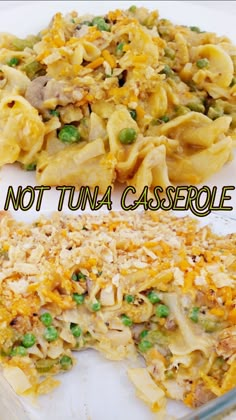 there is no tuna casserole on the plate and it's ready to be eaten