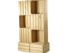 a tall wooden shelf with four drawers