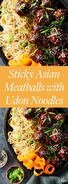 Sticky Asian Meatballs with Udon Noodles #purewow #cooking #recipe #dinner #asian #food Sticky Asian Meatballs, Meatballs Noodles, Koreansk Mad, Asian Meatballs, Udon Noodles, Asian Flavors, Pork Dishes, Asian Cooking, Asian Dishes