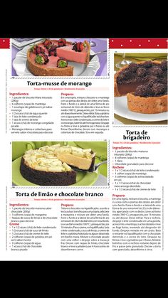 a recipe book with pictures of cakes and desserts on the pages, in spanish